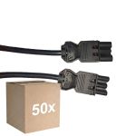 Lot 50x Noxion GST - Compatible Câble d’extension Noir - Mâle + Femelle - 1,5m - 3 pole 1,5mm2