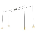 Emibig Suspension Luminaire Fuji Acier Dorée | Convient pour 1x E14 - Max 10W, 1x GU10 - Max 10W, 2x GX53 - Max 10W