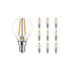 Lot 10x Noxion Lucent Lustre LED E14 Boule Filament Claire 2.5W 250lm – Dimmable - Équivalent 25W