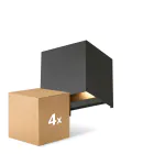 Lot 4x D'Lite Applique Murale Elingen Noir Up & Down 4.9W 480lm - 830 Blanc Chaud | IP65