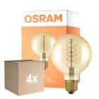 Lot 4x Osram Vintage 1906 LED E27 Globe Filament Gold 95mm 7W 600lm - 822 Extra Warm White | Dimmable
