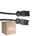 Lot 25x Noxion GST - Compatible Câble d’extension Noir - Mâle + Femelle - 1,5m - 3 pole 1,5mm2
