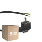 Lot 50x Noxion Power Câble d’alimentation Noir - Schuko Europlug + Extrémités ouvertes - 5m - 3 pole 0,75mm2