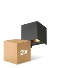 Lot 2x D'Lite Applique Murale Elingen Noir Up & Down 4.9W 480lm - 830 Blanc Chaud | IP65