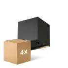 Lot 4x D'Lite Applique Murale Elingen Aluminium Noir Up & Down 2.9W 170lm - 830 Blanc Chaud | IP65 - À Piles - Détecteur De Lumière